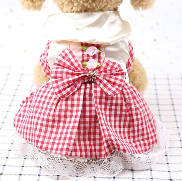

dog apparel summer pet clothes cat dress retro plaid sweet for small dogs