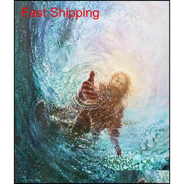 

yongsung kim hand of god jesus reaching hand into the water home decor hd print oil painting on canvas qylrta dh_seller2010
