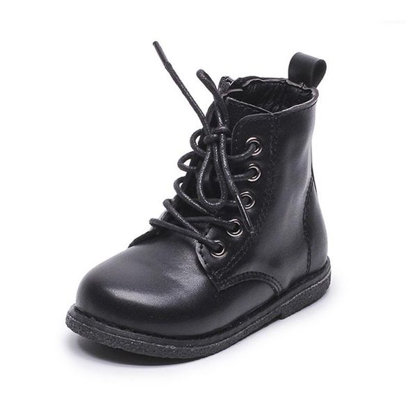 

boots 2021 kids girls boys side zip ankle high shoes children autumn classic lace-up work size 21-301, Black;grey