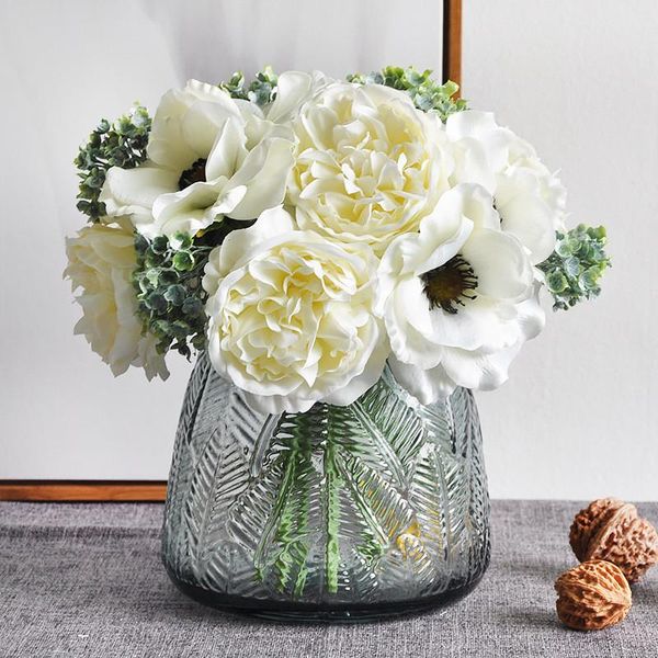 

decorative flowers & wreaths white peony artificial bouquet wedding decoration fake for home living room garden decor diy craft scrapbook