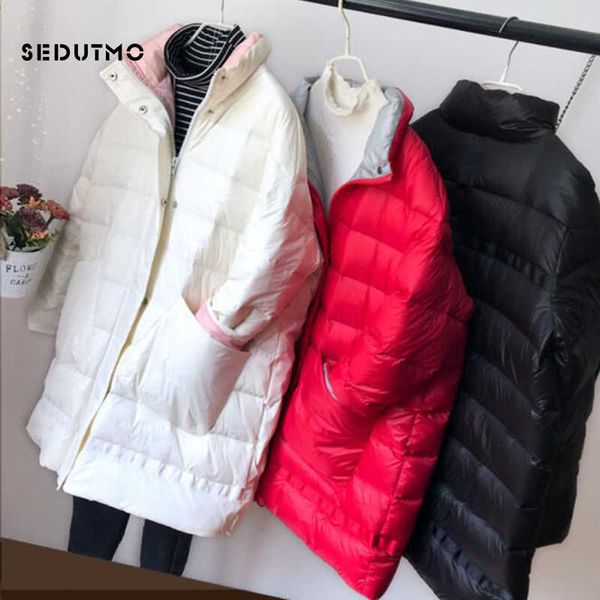 

sedutmo winter long duck down jackets women thick warm oversize coat autumn slim puffer jacket ed833 t191024, Black