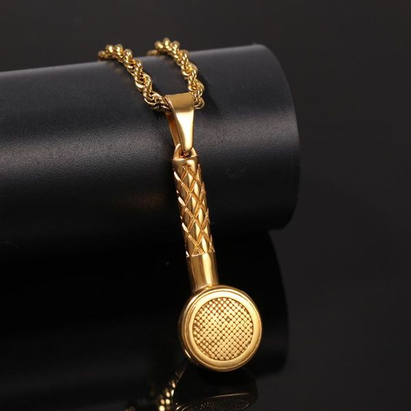 

pendant necklaces men rock rapper stainless steel music headphone headset link chain necklace shellhard women hip hop charm jewelry, Silver