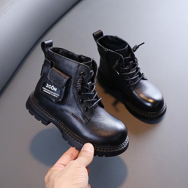 

boots autumn/winter girls casual genuine leather boys black kids, Black;grey