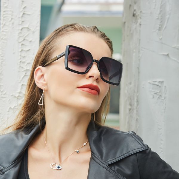 

viper glasseskajila 2021 new fashion large frame sunglasses women's glasses sunglasses, White;black