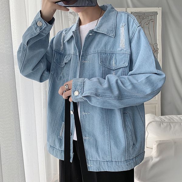 

spring and autumn new loose fitting denim coat men's ulzzang trend korean versatile student casual jacket, Black;brown