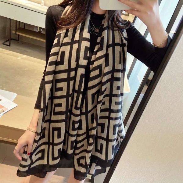 

fashion scarf women winter spring autumn 2021 new cotton and hemp versatile korean version presents high grade foreign style warm neck, Blue;black