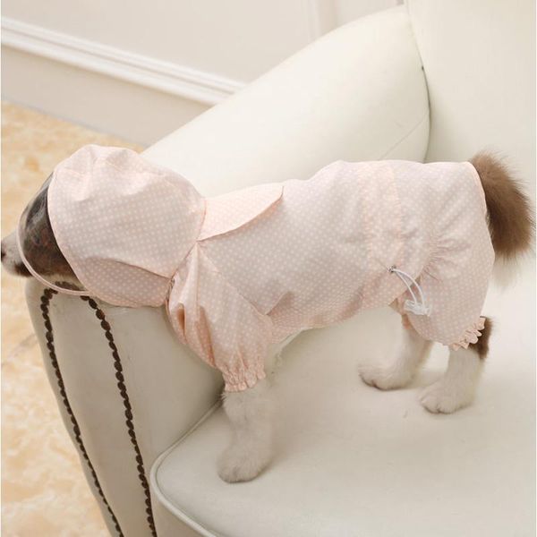 

dog apparel waterpoof wave point hooded pet dogs raincoat four-legged dot for yorkshire terrier small large rain clothes m-3xl