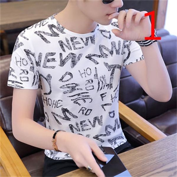 

2021 new men's short-sleeved t-shirt summer trend korean version of the lapel cotton port wind k2bk, White;black