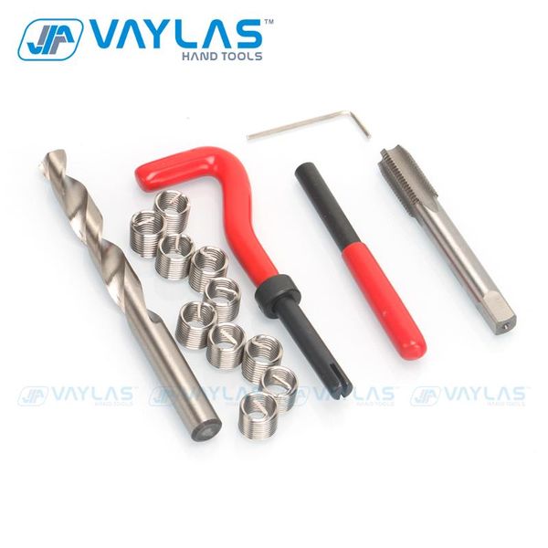 

hand tools 15pcs thread repair tool set m9 m10 m12 m14 tap twist drill bit of wire insert repairer used to rebuild damaged threads