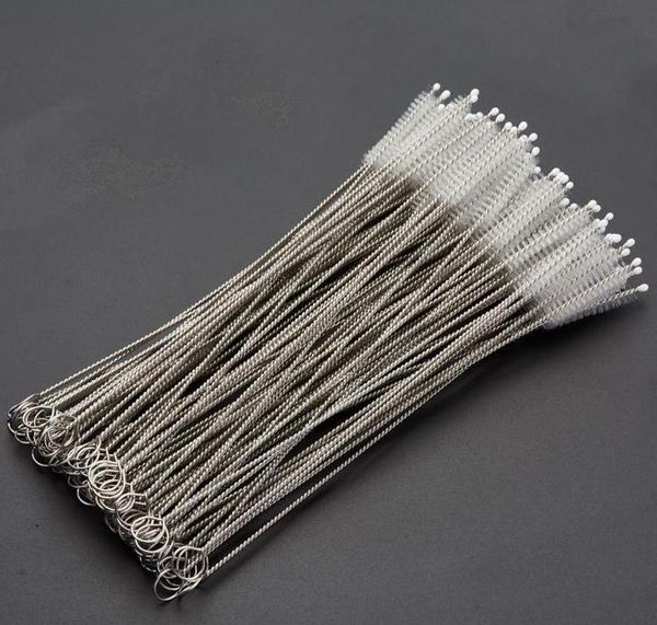 

500pcs/lot 230*50*12mm nylon tube brushes straw brush stainless steel wash drinking pipe cleaning brush wholesale