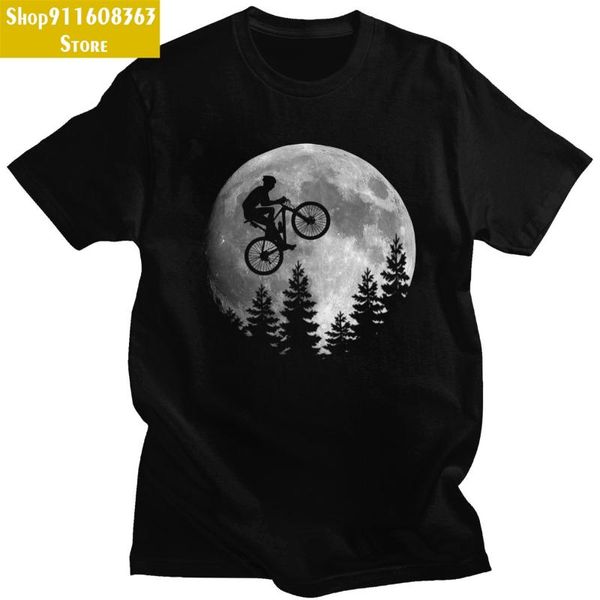 

men's t-shirts cool moon mountain bike t-shirt men short-sleeve mtb biker tshirt cyclist graphic tee pre-shrunk cotton biking rider shi, White;black