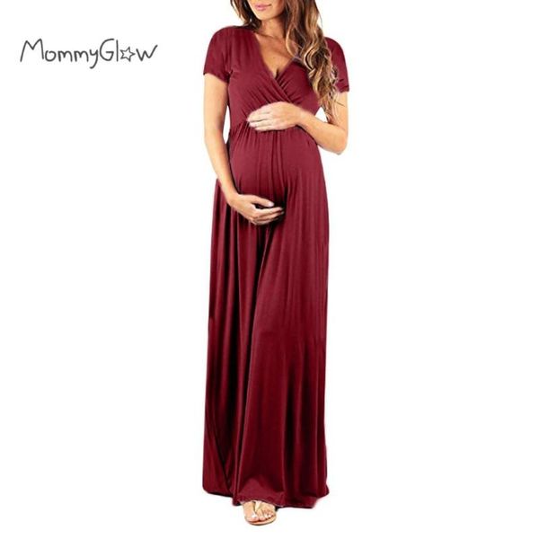 

maternity dresses women's pregnancy dress long v collar short sleeve lady's sundress summer po shoot pregnant clothes, White