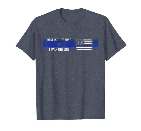 

because he's mine i walk this line police wife t-shirt gift, White;black
