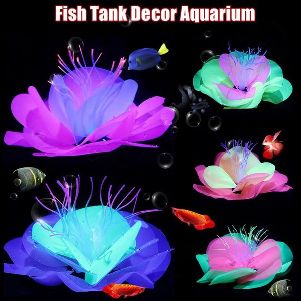 

decorations asypets aquarium artificial simulation soft silicone fluorescent flower decoration