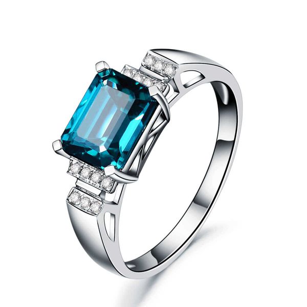 

temperament fashion peacock blue rectangular open ring female imitation blue tourmaline color ring, Golden;silver