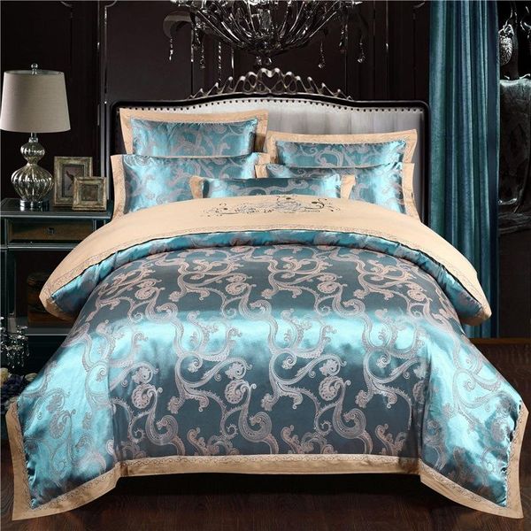 

bedding sets fashion solid color luxury quilt cover pillowcase bed sheet euro style satin home textile king  twin for adults oceania