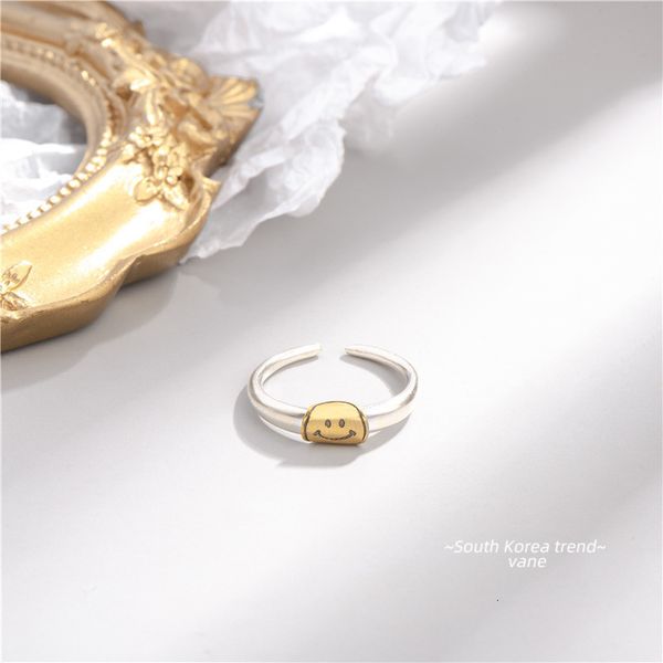 

s925 sterling sier cute smile face female literature and art small frh food ring personality simple hand decoration, Silver