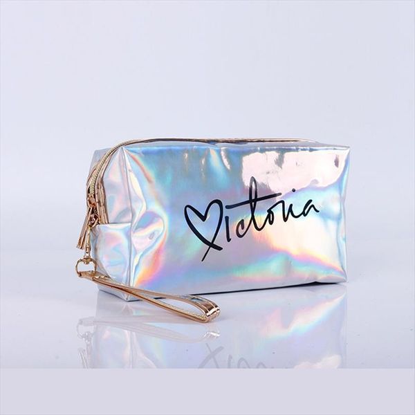 

tpu laser deisgn letters cosmetic bag travel female waterproof jelly pvc for makeup toiletry