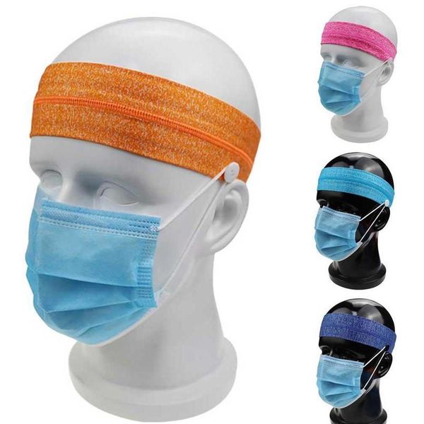 

outdoor sport yoga elastic breathable headband sweatband with anti-slip button for mask hanging anti-leash h jlljua