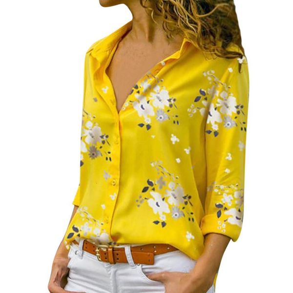 

women blouses autumn elegant long sleeve print v neck chiffon blouse female work wear shirts plus size lapel blusa, White