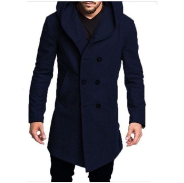 

2021 winter new british men's boutique hooded tweed coat, Tan;black