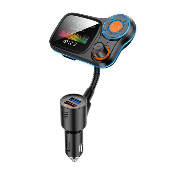 

t831 new wireless bluetooth fm transmitter hands-car kit rgb color screen mp3 player qc3.0+2.4a high current output fast charge t10