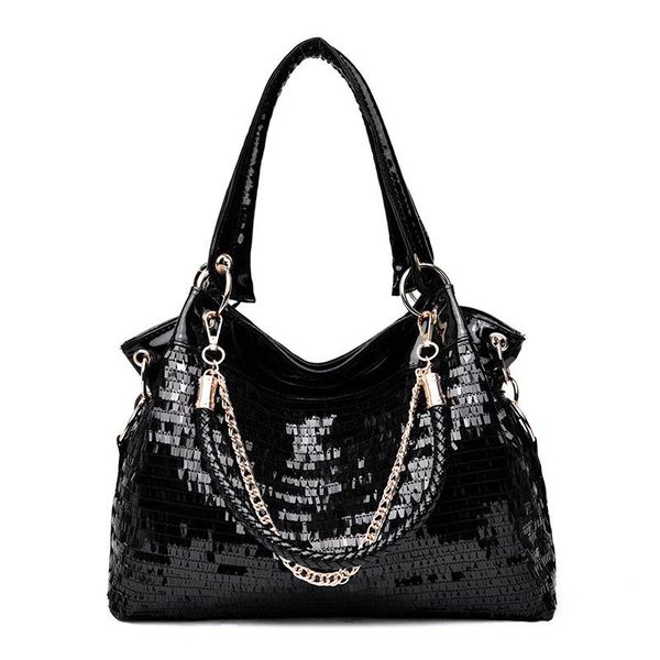 

black patent leather women tote bag shoulder crossbody handbags solid big handbag tassel large capacity handle bags purse