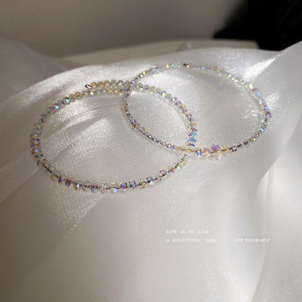 

link, chain korean ins style two-piece colorful crystal bracelet wild sweet niche light luxury simple fresh lady, Black