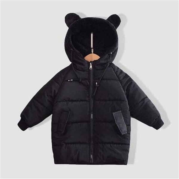 

jackets fashion children's cotton clothing boys reversible bear ear hooded thick coat baby cartoon plus zipper shirt girls down coats, Blue;gray