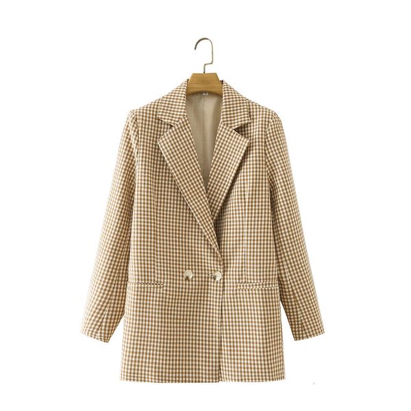 

summer women's fashion street urban leisure plaid suit coat, Black;brown