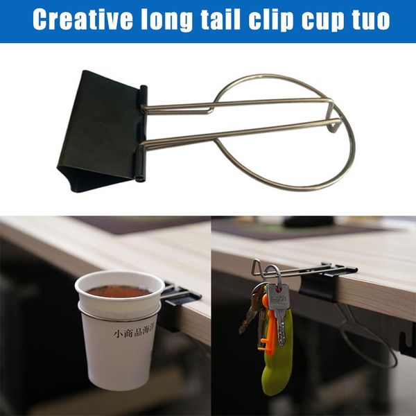 

5/10/20 pcs multifunctional binder clip with cup holder rack detachable keychain hook office accessory for hanging bag k