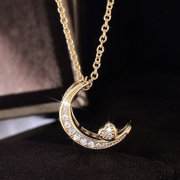 

pendant necklaces huitan simple stylish moon necklace for women romantic love accessories party daily wearable versatile fashion jewelry, Silver