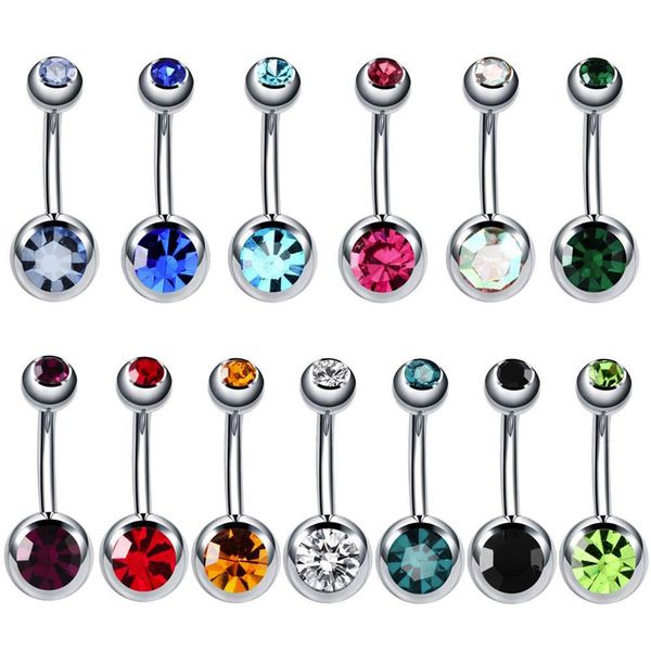 

& bell jewelrysteel belly button navel rings crystal rhinestone body piercing bars jewlery for womens bikini fashion jewelry ps2014 drop del, Silver