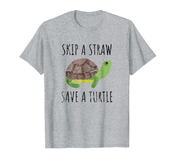 

vintage skip a straw save a turtle anti pollution t-shirt, White;black