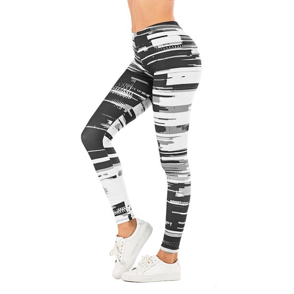 

brand women legging leaf printing fitness leggins fashion slim legins high waist leggings woman pants, Black