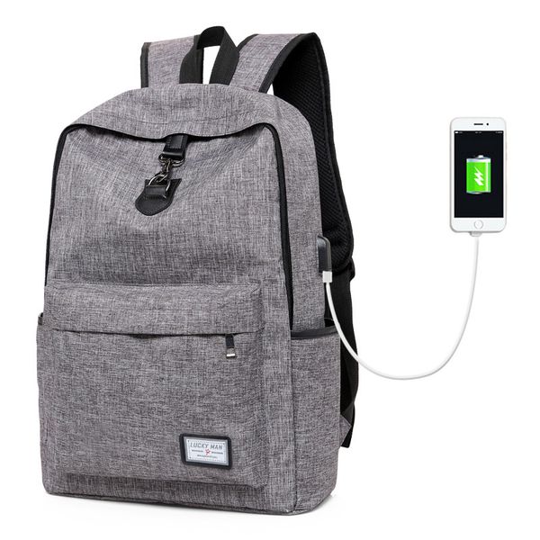 

zhierna male shoulder bag female backpack college wind schoolbag usb charge leisure travel tide package ladies backpack canvas