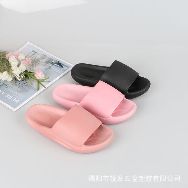 

luxury slippers flat slipper's indoor home bathroom bath antiskid one shape sandals, Black
