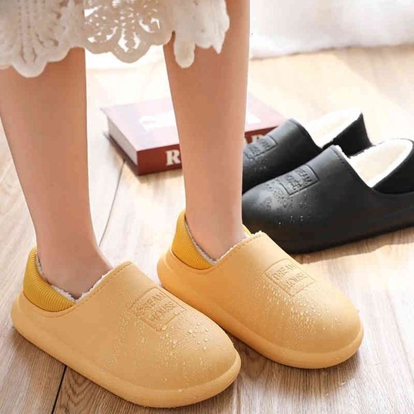 

slippers rimocy waterproof non-slip home women 2021 winter warm cotton flat shoes woman soft bottom indoor slides ladies 35-44 665, Black
