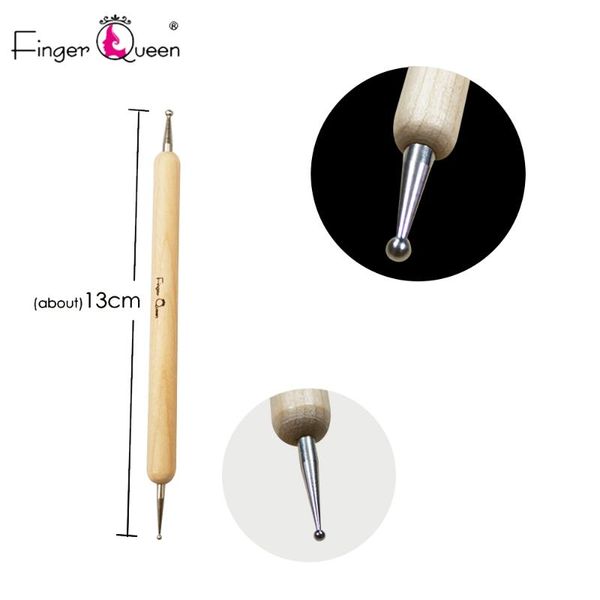 

nail art kits fingerqueen 5pcs/pack tools wood handle painting drawing brush pen 2 way dotting tool b-002