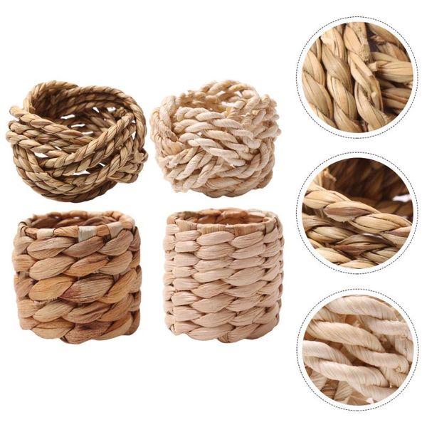 

napkin rings 4pcs natural woven holders weaving craft buckles