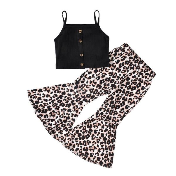 

clothing sets 2021 baby camisole + flared pants leopard print elastic high waist casual style summer 6m-5t, White
