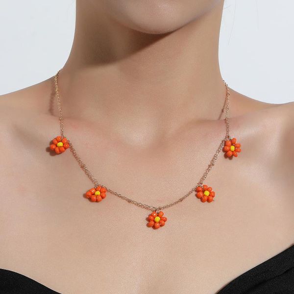 

chokers 2021 fashion gold chains bead flower choker necklace for women hip hop long clavicle pendant jewelry gift party accessories, Golden;silver