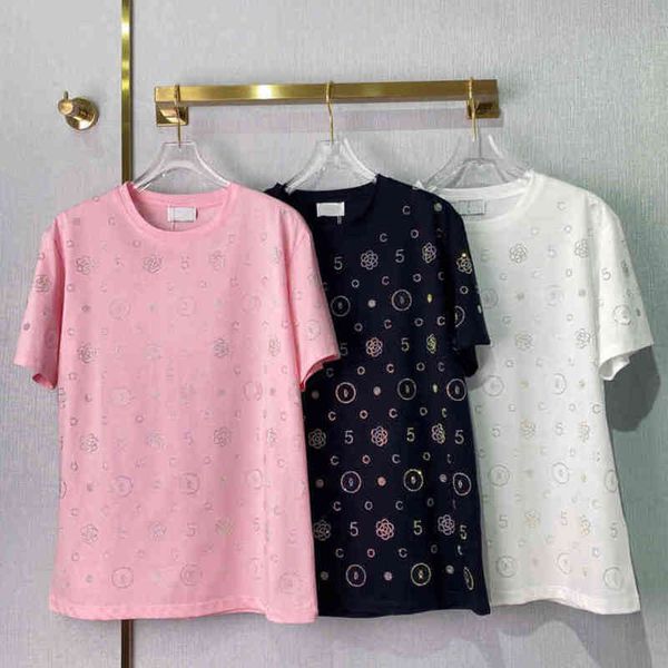 

casual womens apparel t shirts 5a sparkling diamonds cotton short sleeve tshirt ins net celebrity women clothes logo brand female summer cr, White