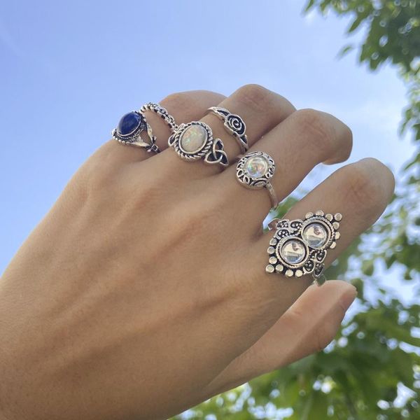 

wedding rings europe and america vintage ins style irregular for women stylish hip hop girls finger wholesale jewelry female gifts, Slivery;golden