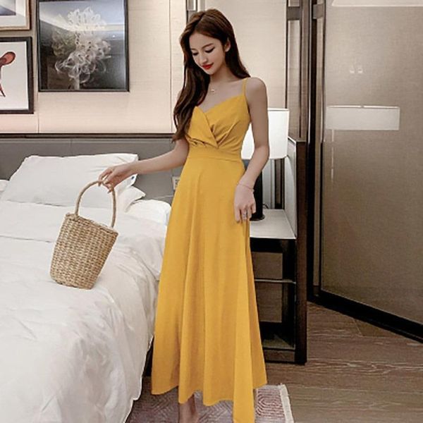 

casual dresses summer long dress red halter strapless 2021 yellow sundress vacation beach clothes for women y876, Black;gray