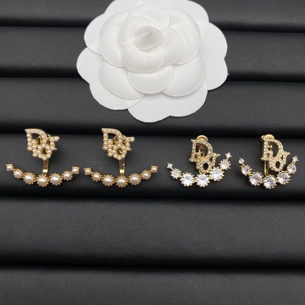 

backs earrings d family 21 products do letter pearl full diamond s925 silver needle women's small fragrance cd, White