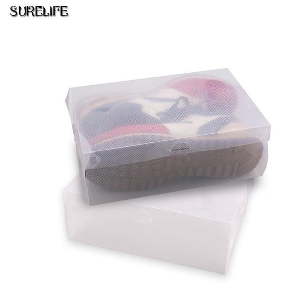 

12pcs children/women/men transparent makeup organizer clear plastic shoes storage boxes foldable shoes case hold jlloyu