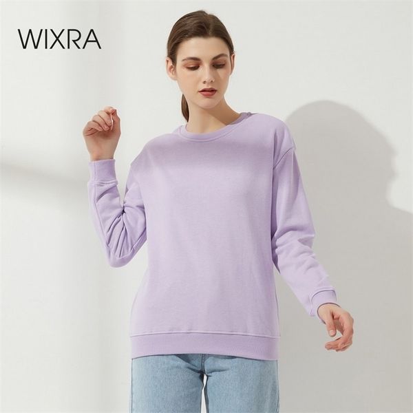 

wixra sweatshirts womens solid basic o-neck ladies long sleeve casual fashion pullovers autumn plus size 210820, Black