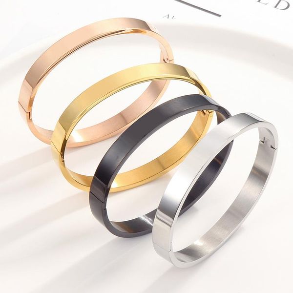 

bangle titanium steel bracelet open smooth stainless female jewelry diy custom forever love for couples, Black