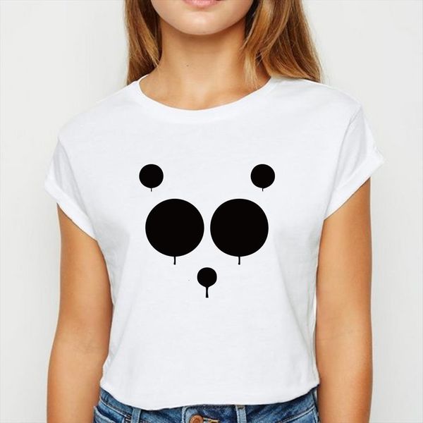 

animals panda fashion spring summer women t shirt vestidos spoof printing design white tee round neck